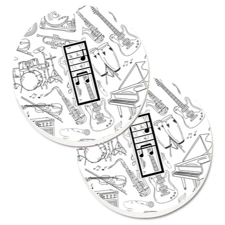 Carolines Treasures Letter I Musical Note Letters Set of 2 Cup Holder Car Coaster CJ2007-ICARC